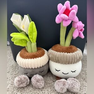 Greenhouse by Russ Plush Potted Plants Peace Lily & Pink Flower Set